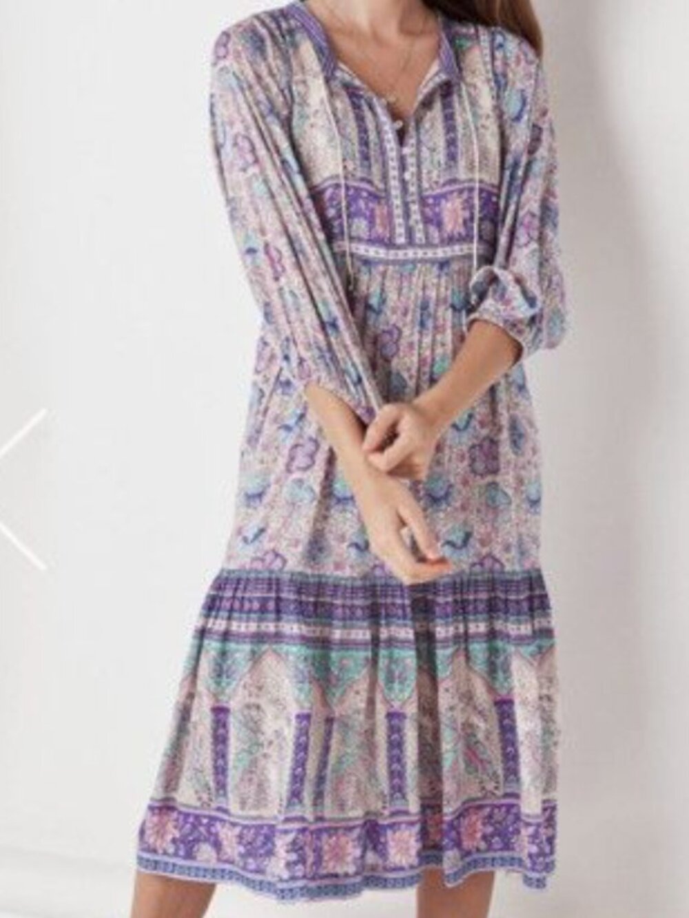 EUC Spell Poinciana Lilac Midi Dress - Size S - Picture 2 of 4
